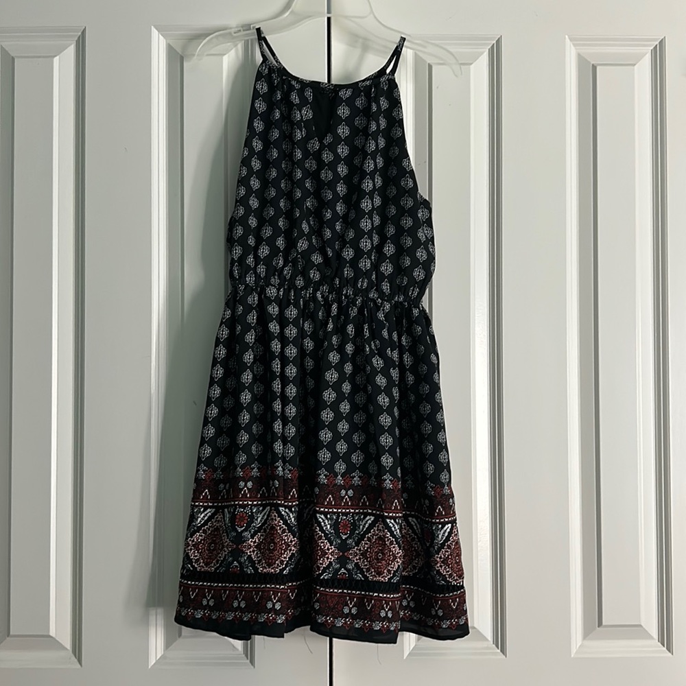 Francesca’s Blue Rain Halter Dress Size Small Black